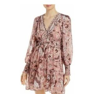 AQUA brand‎  abstract v neck dress - pink Bloomingdale’s